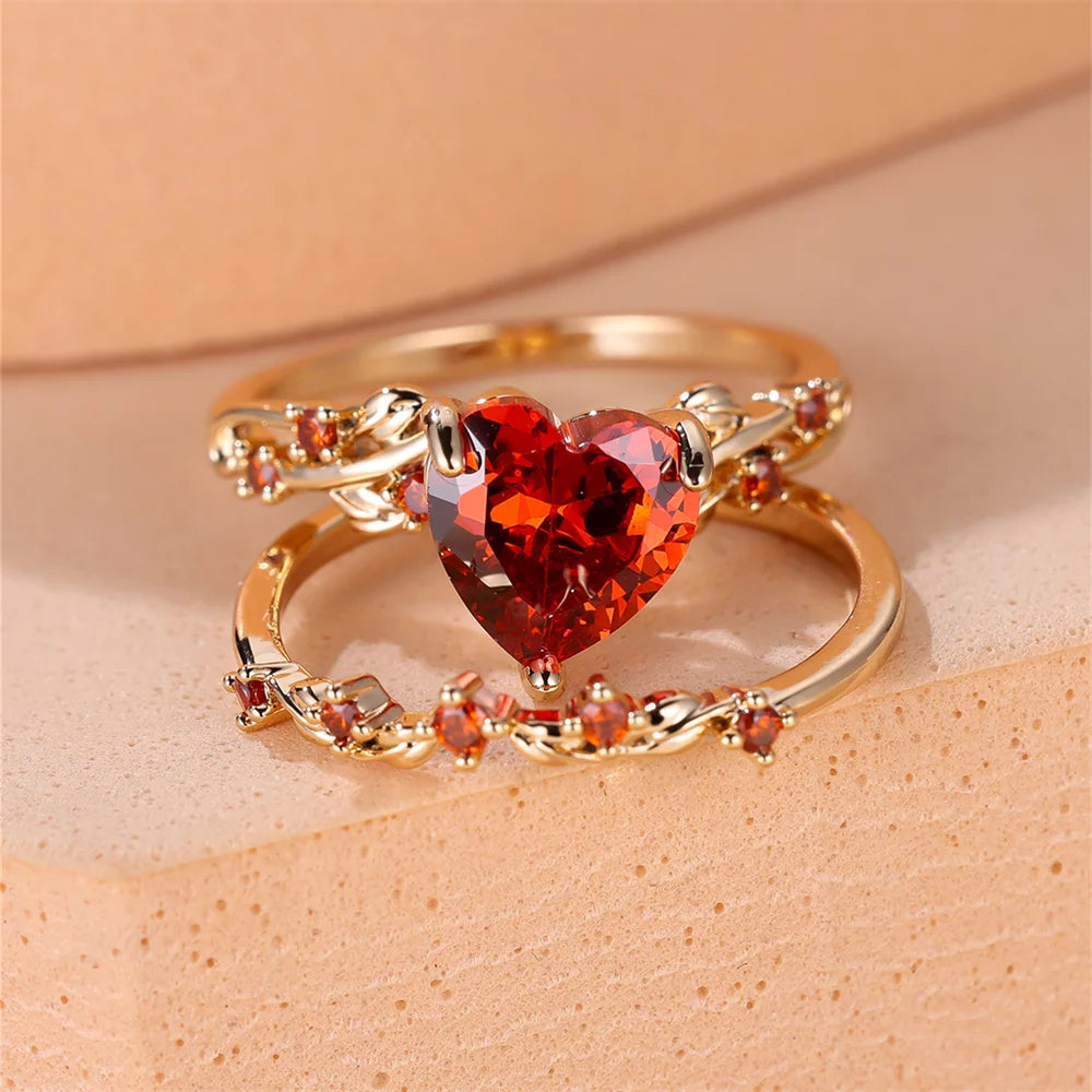 Royal Love Heart Ring Set